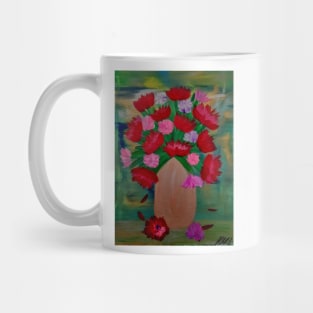 mixed carnations flowers in a metallic gold vase Mug